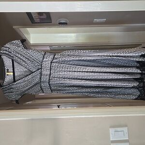 Hazel silk Black and White Patterned Dress